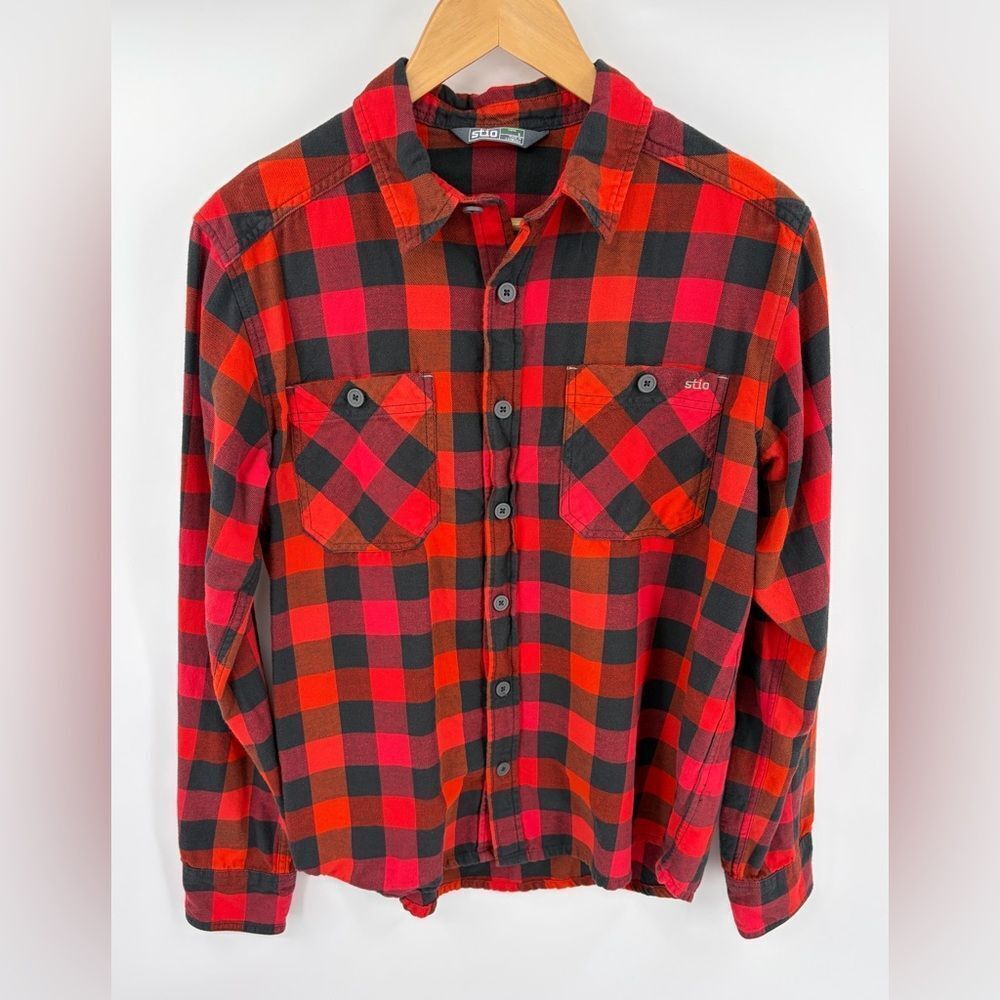 Stio men’s Milter stretch lightweight buffalo plaid button flannel shirt size S